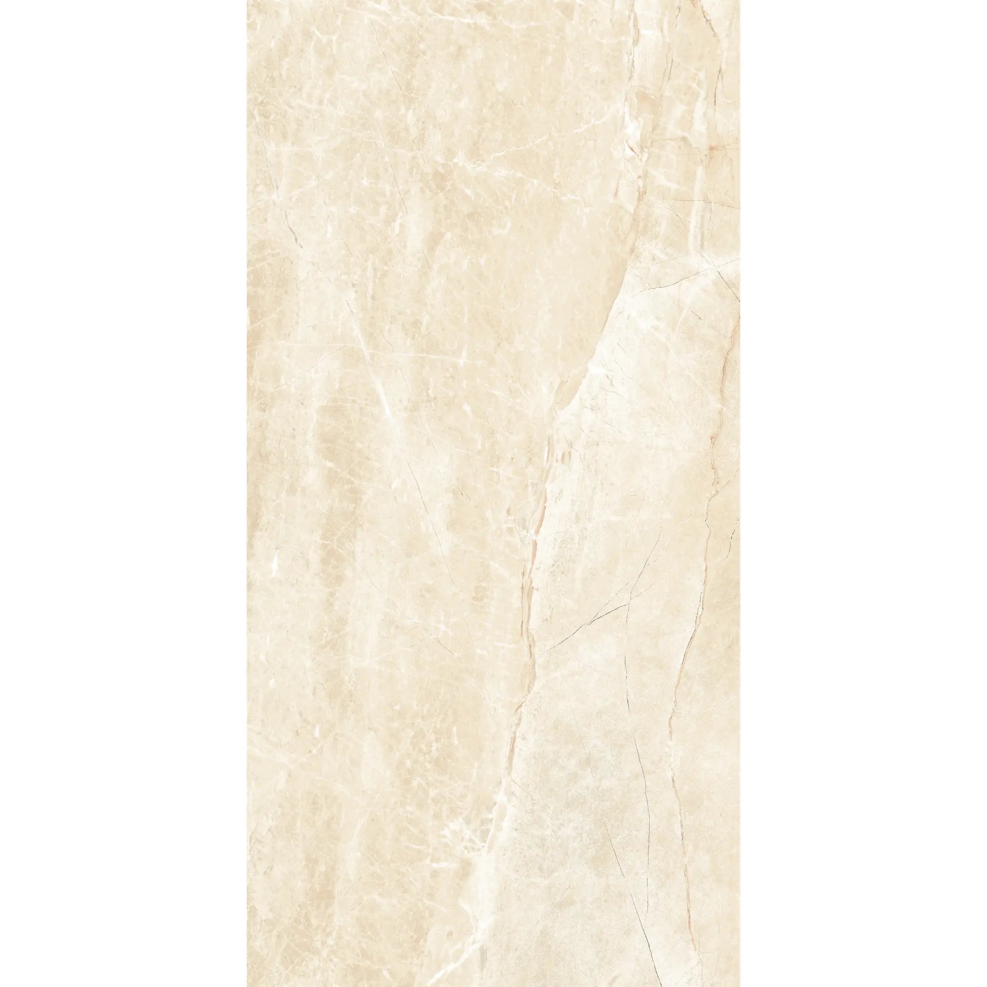 Beige marble effect porcelain tile with matte finish in rectangular format, Athena Almond