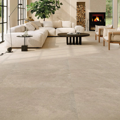 Beige stone effect large format porcelain floor tiles, eterea naturale