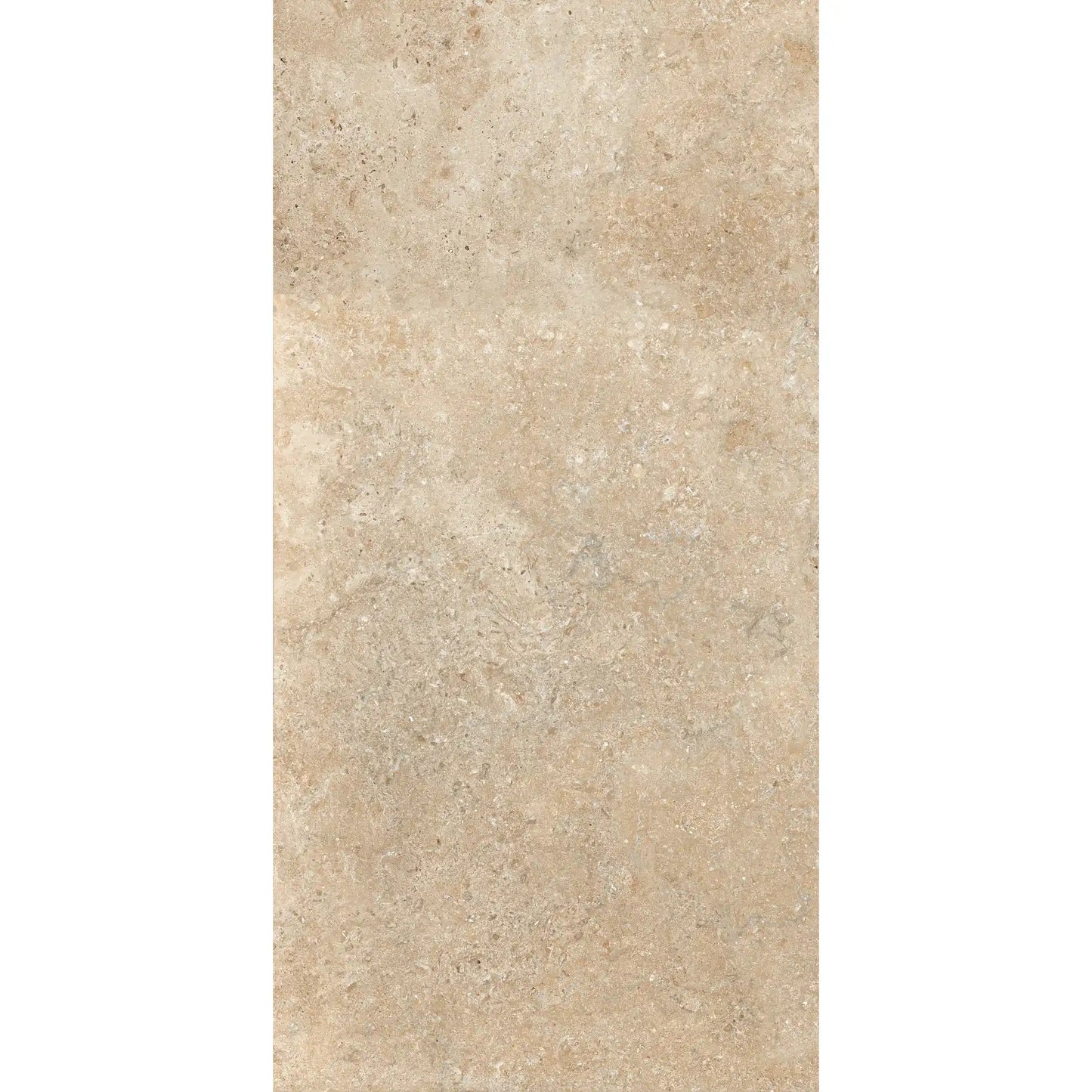 Beige stone-effect porcelain tile with natural textured surface in rectangular format, Colosseo Beige
