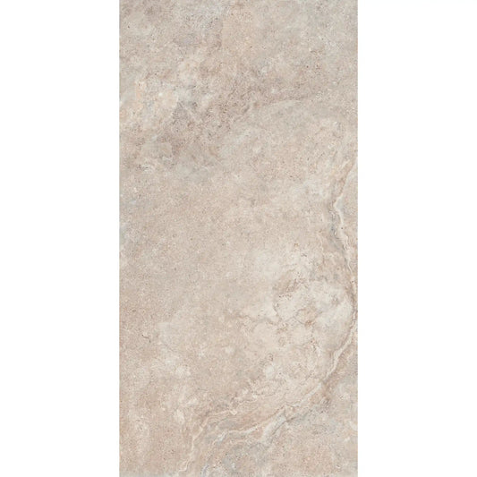 Beige stone effect rectangular porcelain tile, Dolomia Stone Almond
