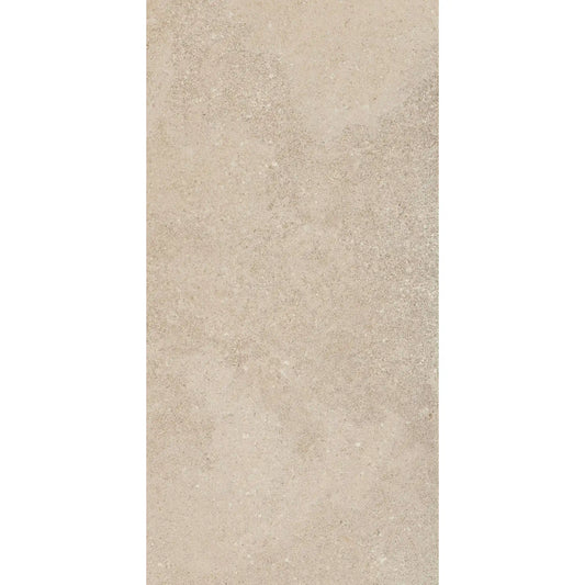Beige stone-effect porcelain tile in rectangular format, eterea sabbia