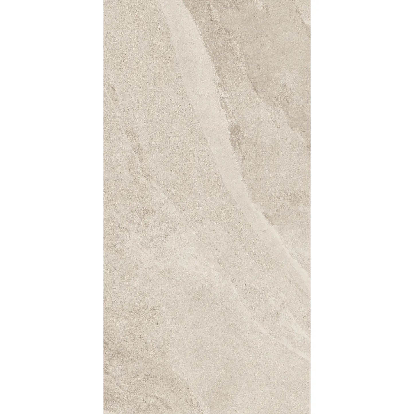 Beige stone effect porcelain tile with natural veining in rectangular format – Slash Almond