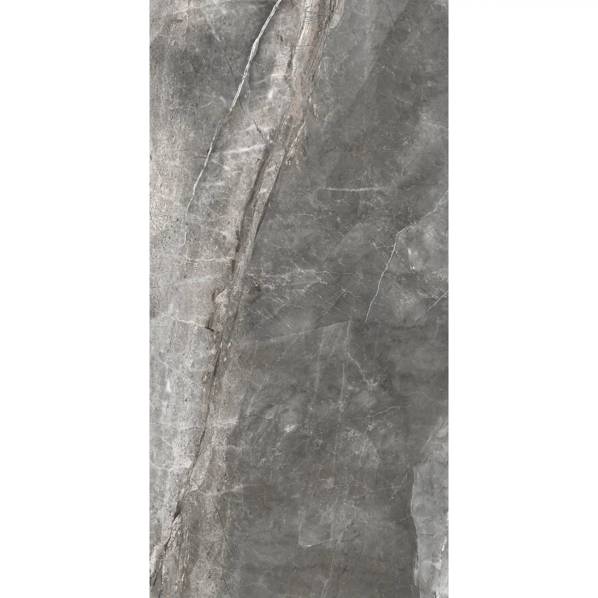 Black marble-effect matte porcelain tile with natural white veins in rectangular format – Athena Nero