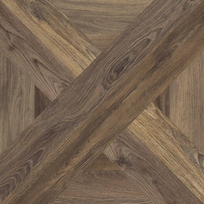 Brown wood effect porcelain tile in 60x60 format, Intarsio moro