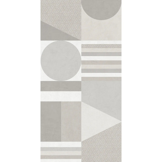 Geometric decorative porcelain tile with mixed patterns, le resine decoro 1.