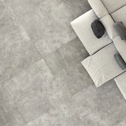 Grey concrete effect floor tile close-up in contemporary space, My S'Tile My Grey