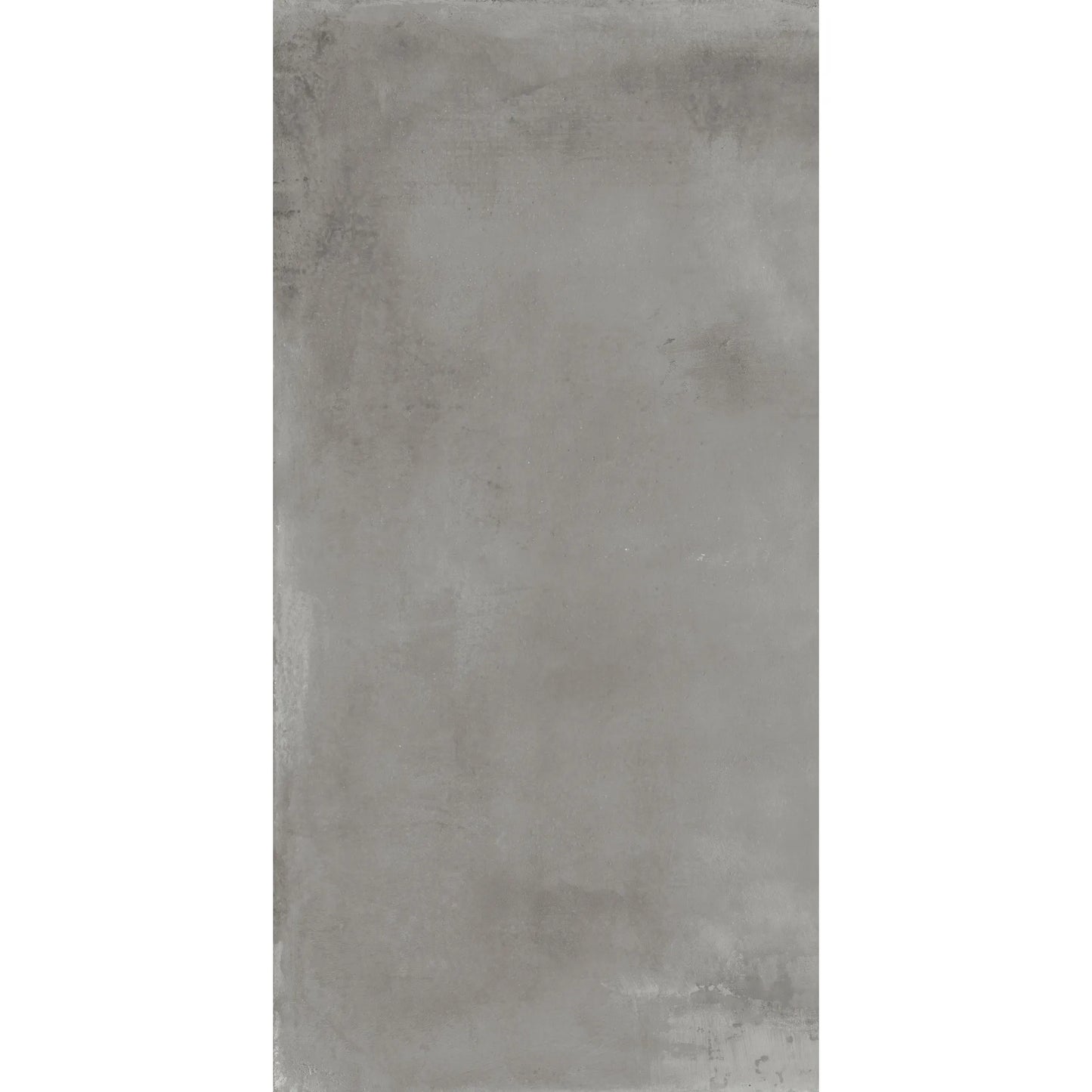 Grey concrete effect porcelain tile in rectangular format, caementum furvus
