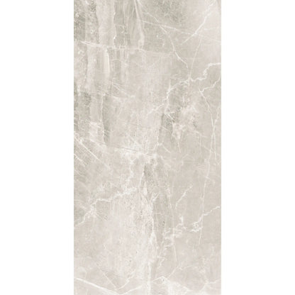 Grey marble-effect matte porcelain tile in rectangular format, Athena Grigio