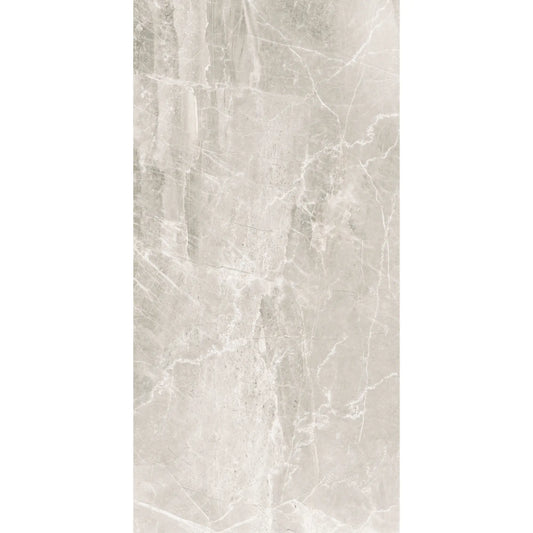Grey marble-effect matte porcelain tile in rectangular format, Athena Grigio