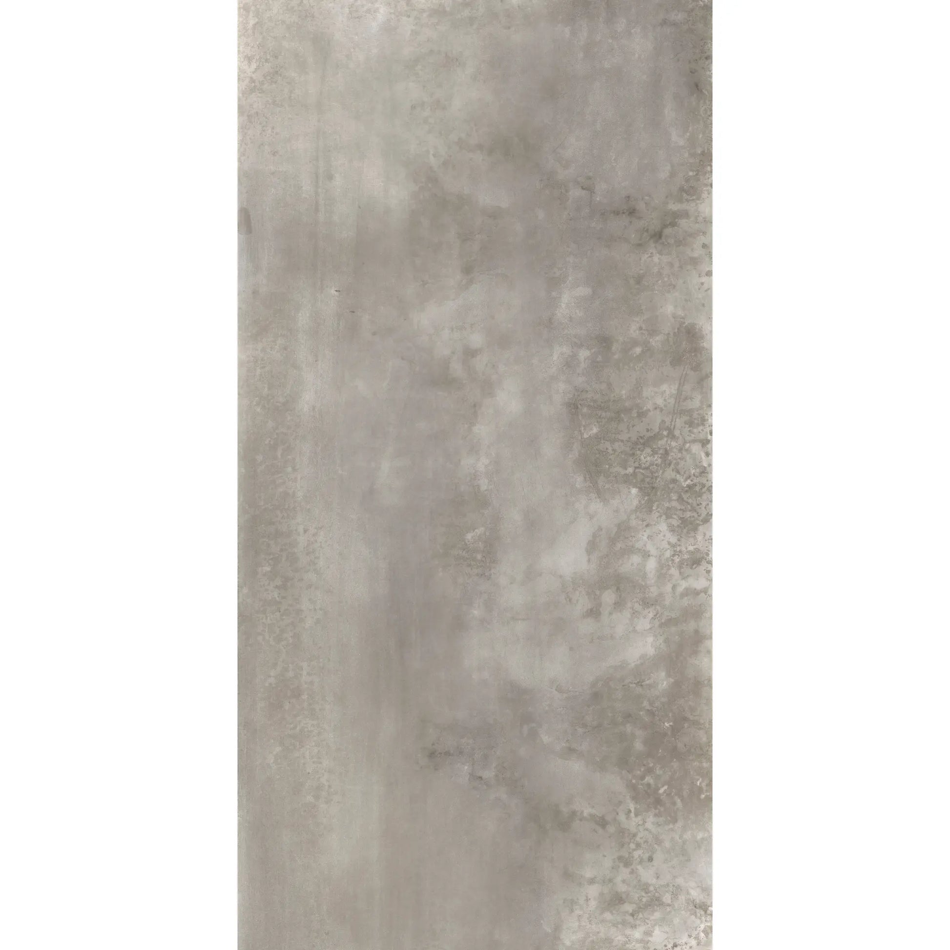 Grey metal effect porcelain tile with contemporary industrial look in rectangular format, Le Leghe Platino 