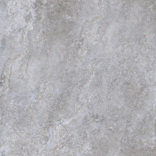Grey stone effect porcelain tile with natural travertine-style veining, Dolomia Stone Grey