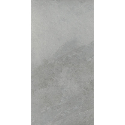 Grey stone effect porcelain tile in rectangular format – Slash Mid Grey