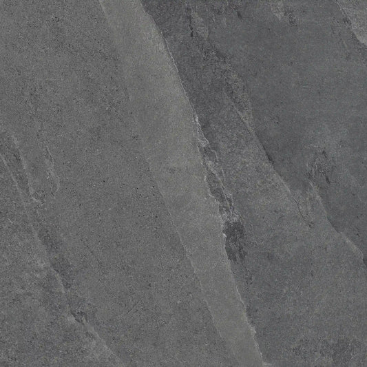 Grey stone effect porcelain tile, Slash Dark Grey