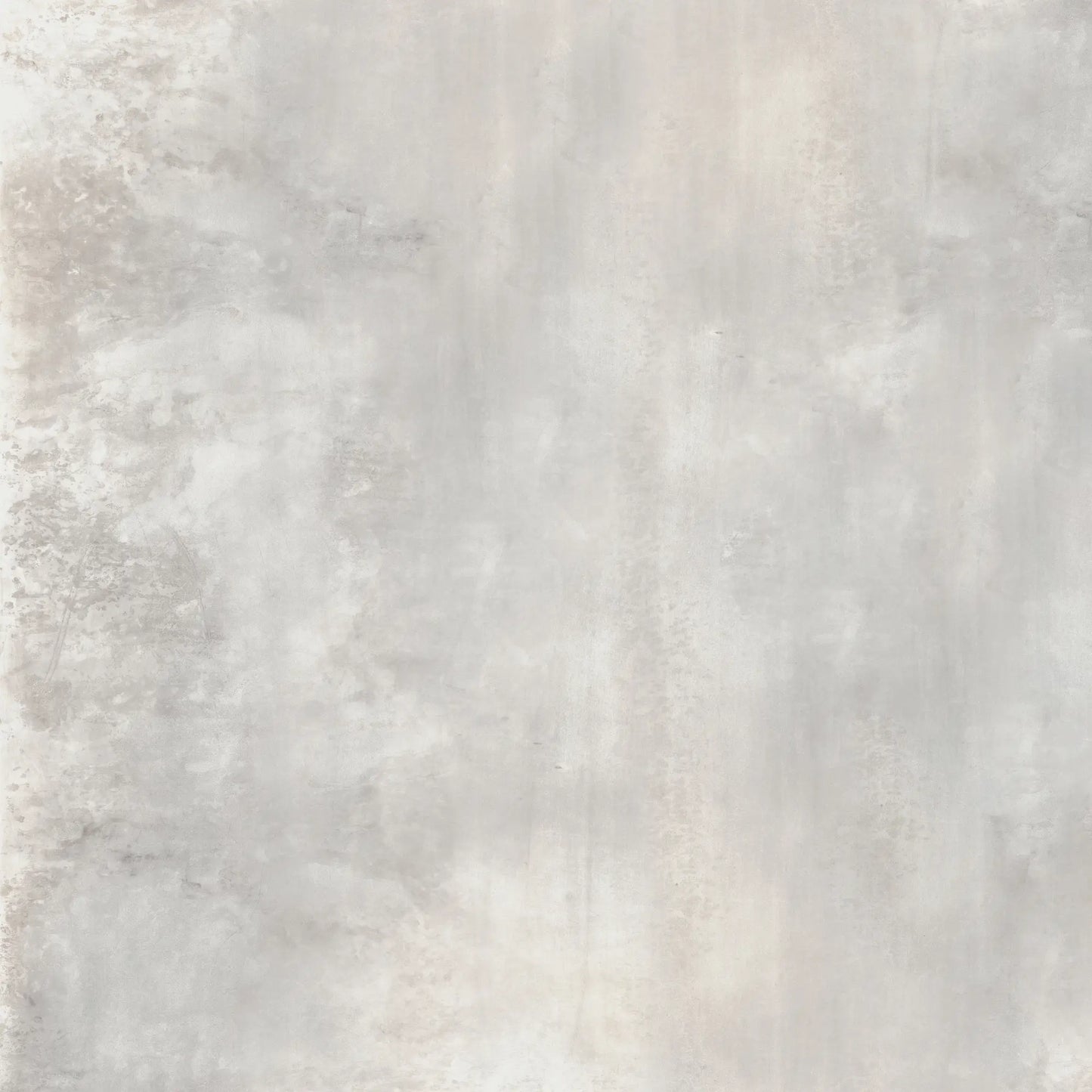 Light grey metal effect porcelain tile with soft industrial texture, Le Leghe Stagno
