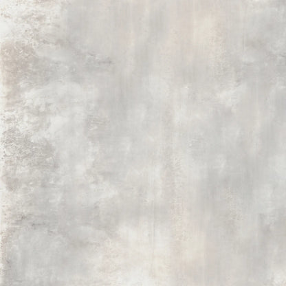 Light grey metal effect porcelain tile with soft industrial texture, Le Leghe Stagno