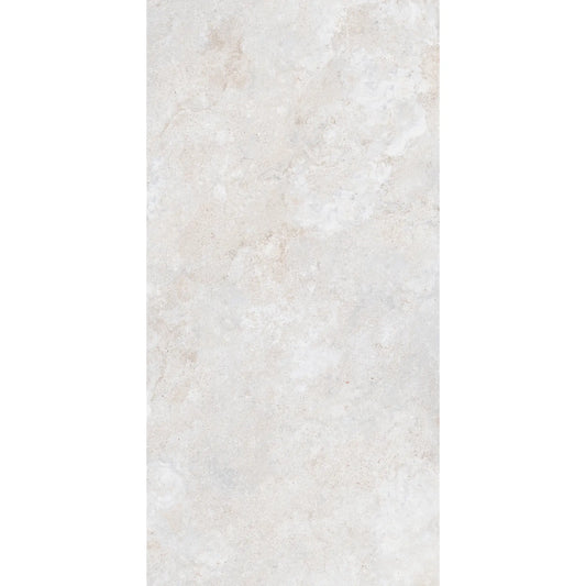 Light stone effect rectangular porcelain tile with natural veining, dolomia stone white