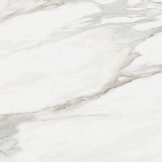 Matte marble-effect porcelain tile with elegant warm veining, white marble calacatta oro