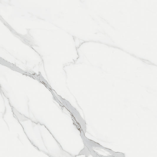 Marble-effect porcelain tile with elegant grey veining, White marble statuario
