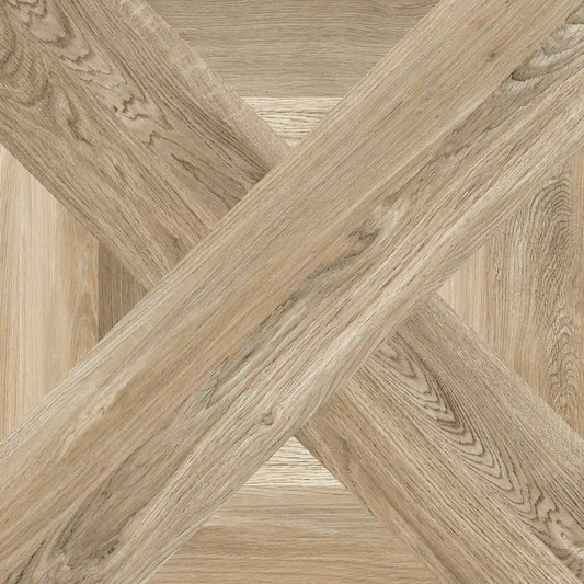 Oak wood effect porcelain tile in 60x60 format, Intarsio miele