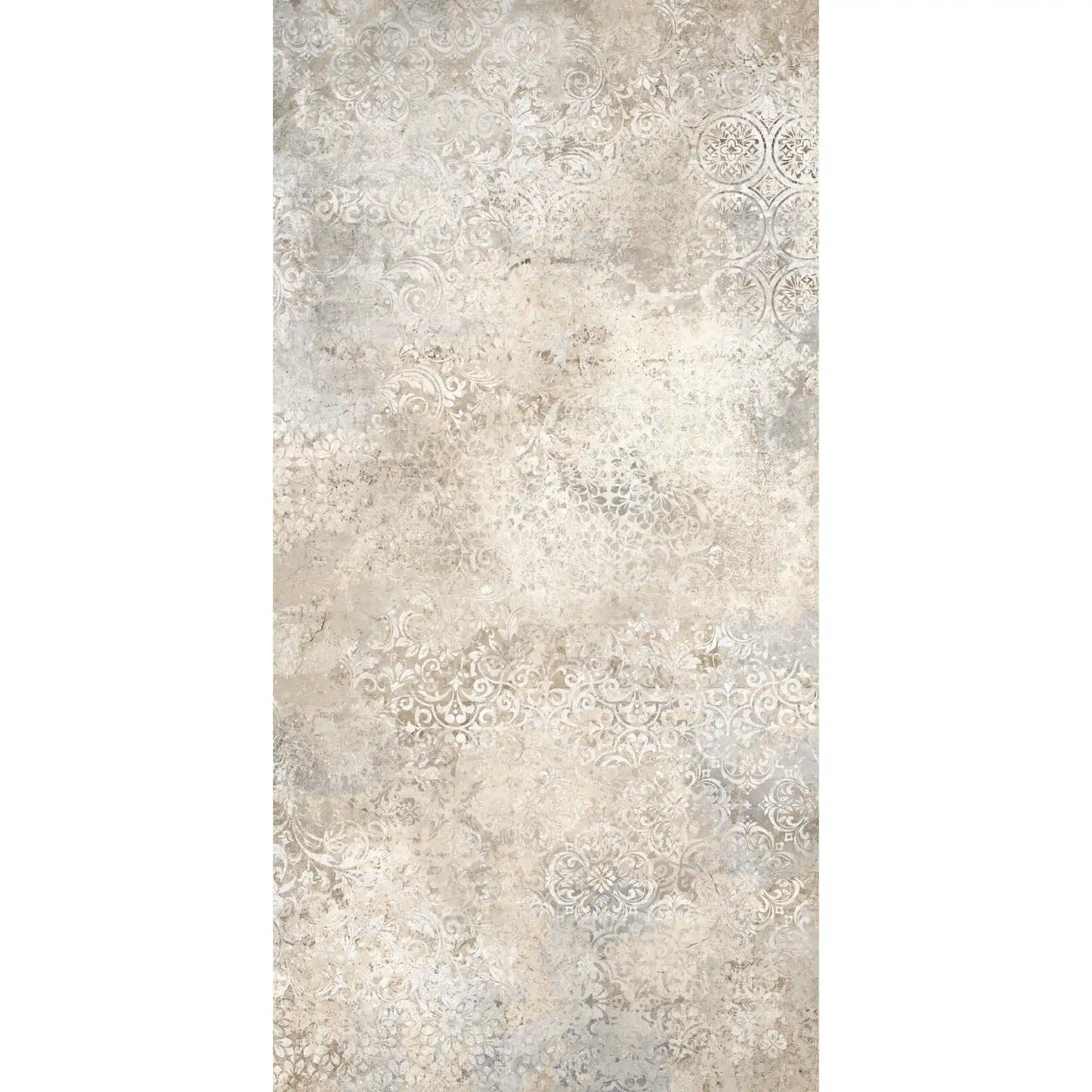 Porcelain stoneware decorative tile with textured beige and grey pattern 2.