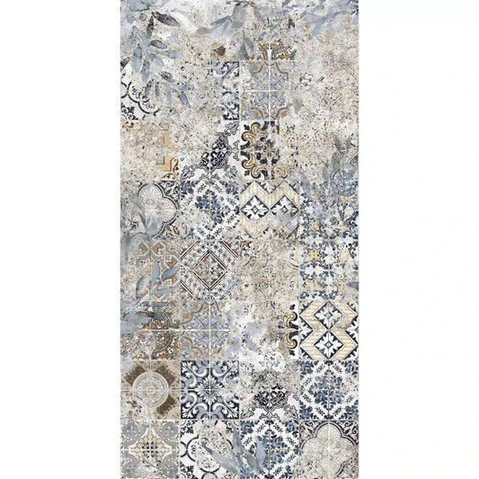 Porcelain stoneware patchwork decorative tile with multicolor geometric pattern 1.