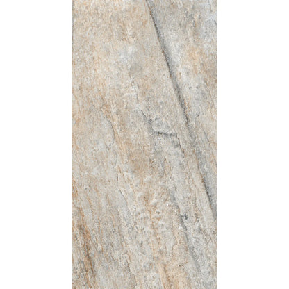 Grey-beige stone-effect porcelain tile with R11 anti-slip surface, natural veining and textured stone appearance, Pietra di Serra