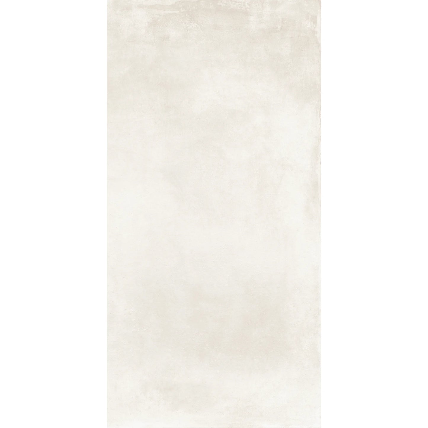 White concrete effect rectangular porcelain tile with smooth cement-look surface, Caementum Albus