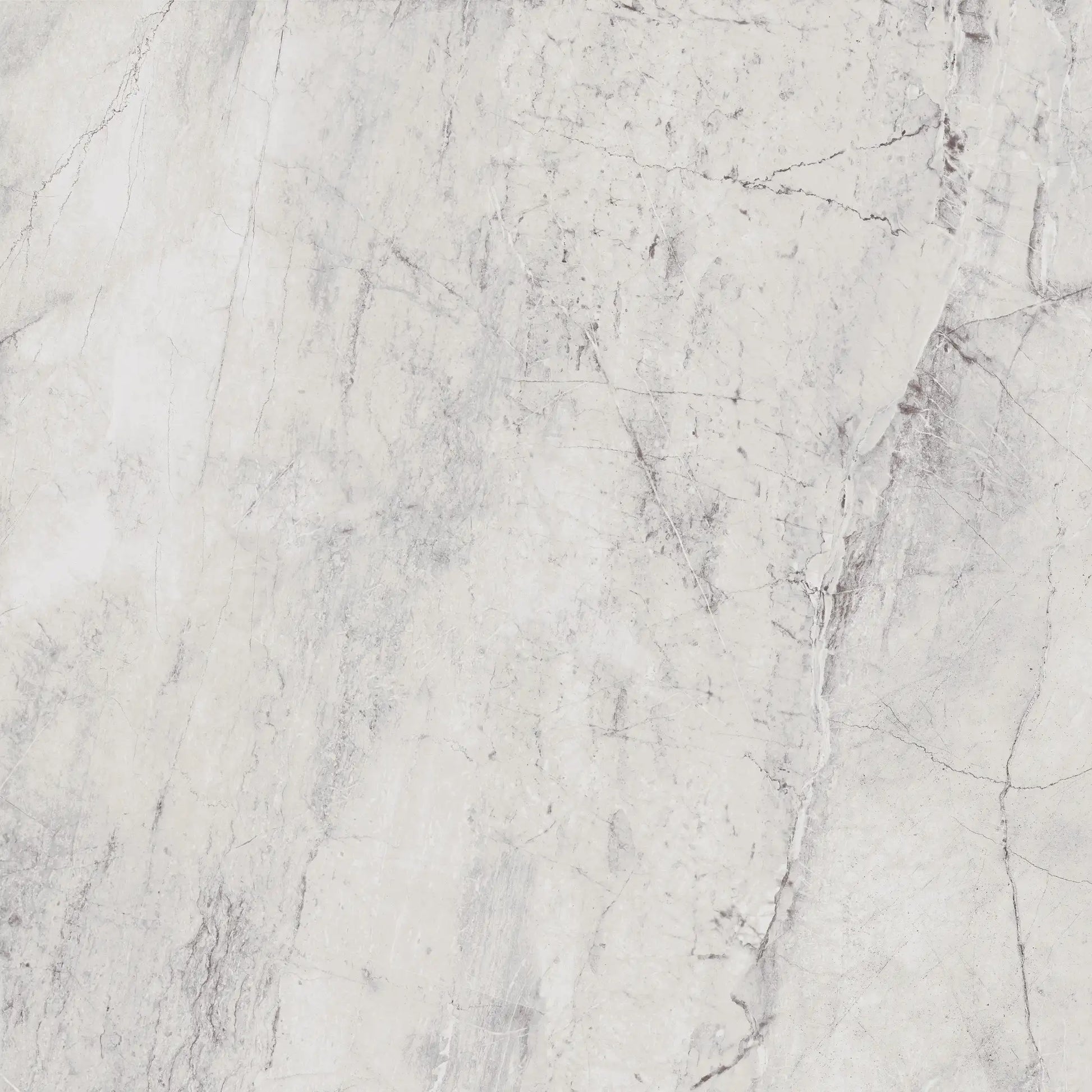 White marble effect porcelain tile with natural grey veining in matte finish, athena bianco