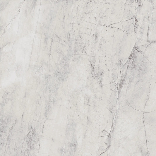 White marble effect porcelain tile with natural grey veining in matte finish, athena bianco