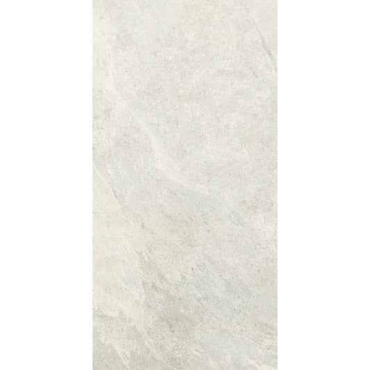 White stone effect porcelain tile in rectangular format – Slash Ivory