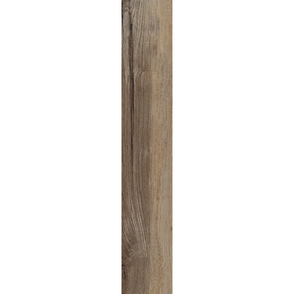 Brown oak wood-effect porcelain tile plank showing natural variation, knots and warm mixed tones – North Wind Melange