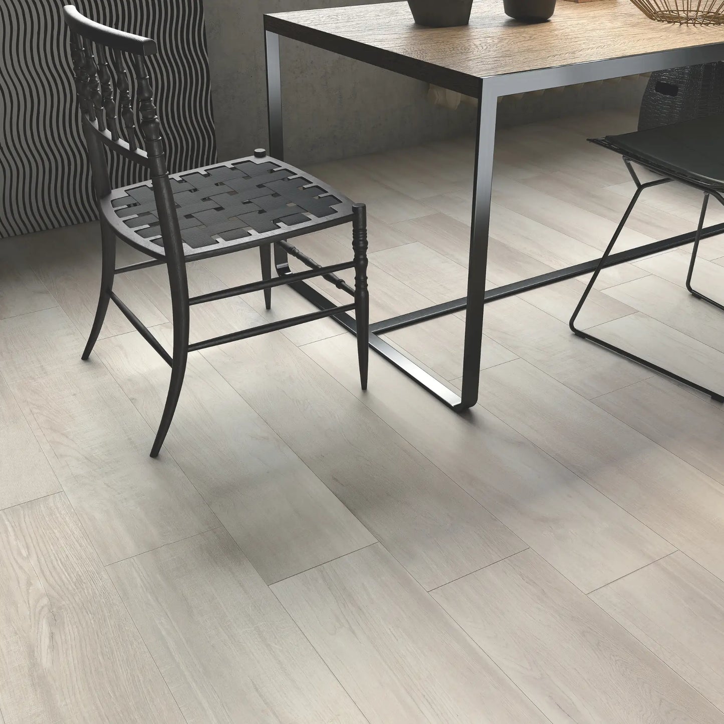 Close-up of ivory oak wood-effect porcelain flooring – North Wind Ivory