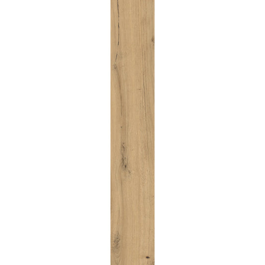 Light ash wood-effect porcelain tile plank with natural grain and subtle warm texture – Natura Frassino