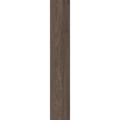 Dark brown wood-effect porcelain plank with natural grain and matte finish - Skyline Dark Brown