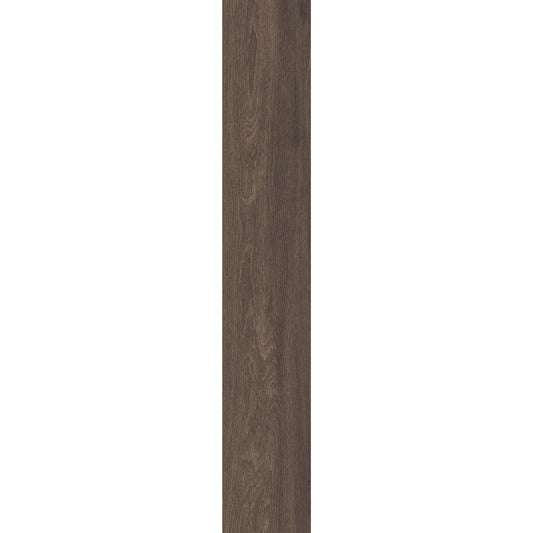 Dark brown wood-effect porcelain plank with natural grain and matte finish - Skyline Dark Brown
