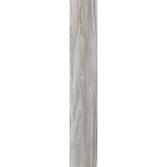 Light grey wood-effect porcelain plank with natural grain and matte finish - Skyline Grey