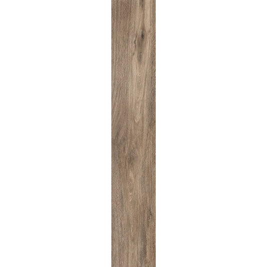 Taupe oak wood-effect porcelain plank with natural grain and matte texture - Firenze Tortora