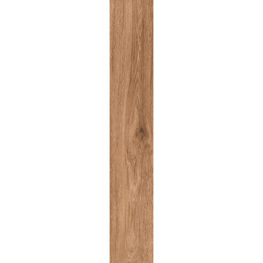 Warm oak wood-effect porcelain tile plank with natural wood grain and rich texture – Firenze Ceraso