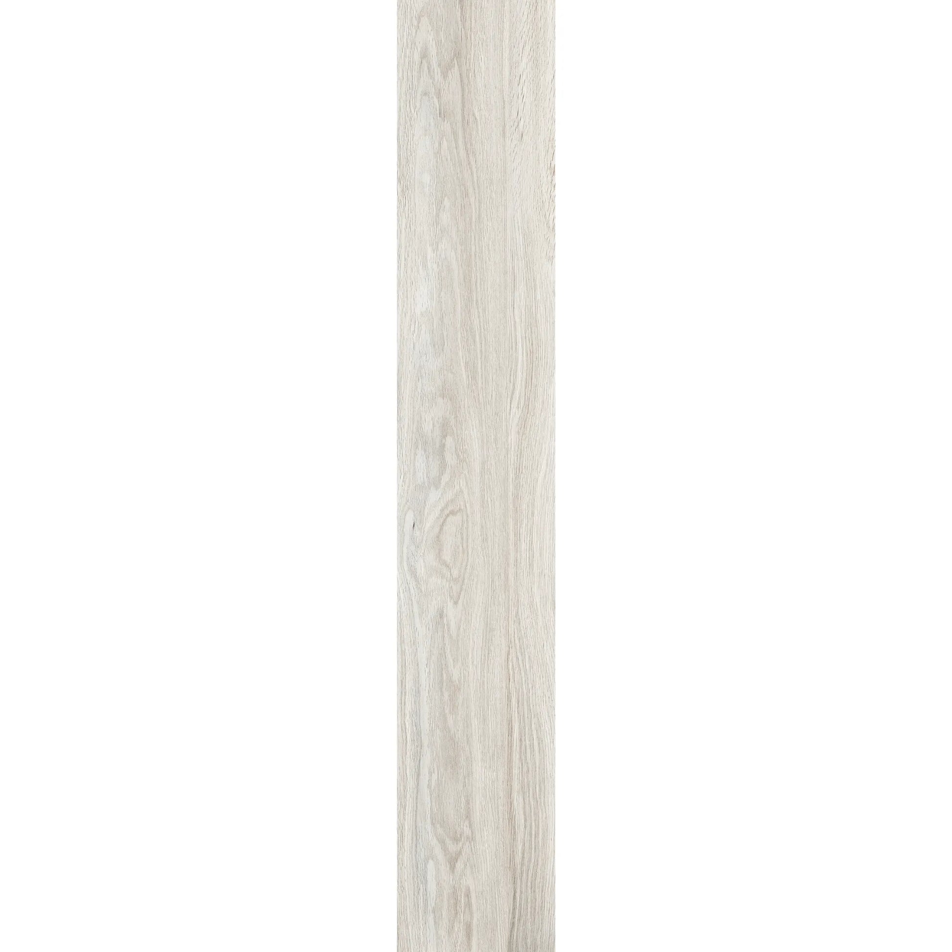 White oak wood-effect porcelain tile plank showing natural light grain and smooth texture – Skyline White